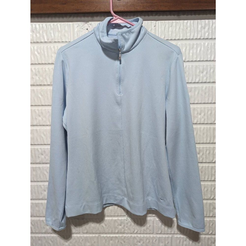 Nike Golf Women's Light Blue Dri-Fit 1/4 Zip Textured Pull-Over Sweatshirt Large